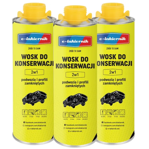 3x Wosk do Konserwacji Podwozia i Profili Zamkniętych 2w1 e-lakiernik 1L