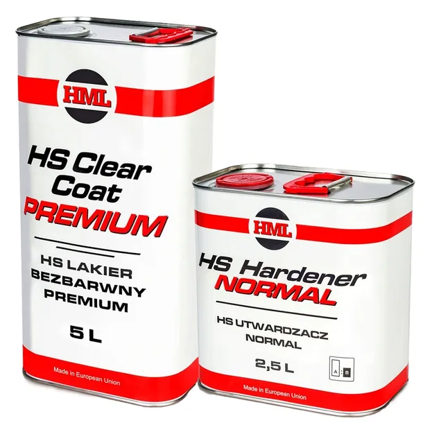 Lakier Bezbarwny HS Premium 5L + 2,5L Utwardzacz Wolny HML