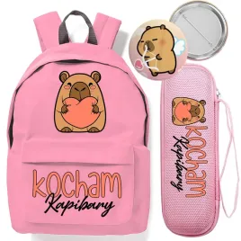 plecak-szkolny-rozowy-organizer-wyprawka-do-szkoly-kocham-kapibary-pin