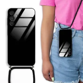 etui-do-samsung-a16-crossglam-szklany-case-premium-czarny-smycz-sznurek