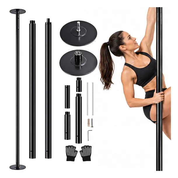 RURA DO TAŃCA POLE DANCE REGULOWANA OBROTOWA STATYCZNA CZARNA 223 - 274 CM