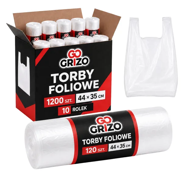 10x Reklamówki Zrywki Foliowe Jednorazowe torby 44x35cm Rolka 120szt Mocne