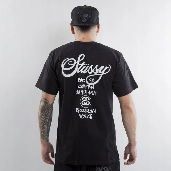 Stussy t-shirt koszulka World Tour black modna lato r.XL