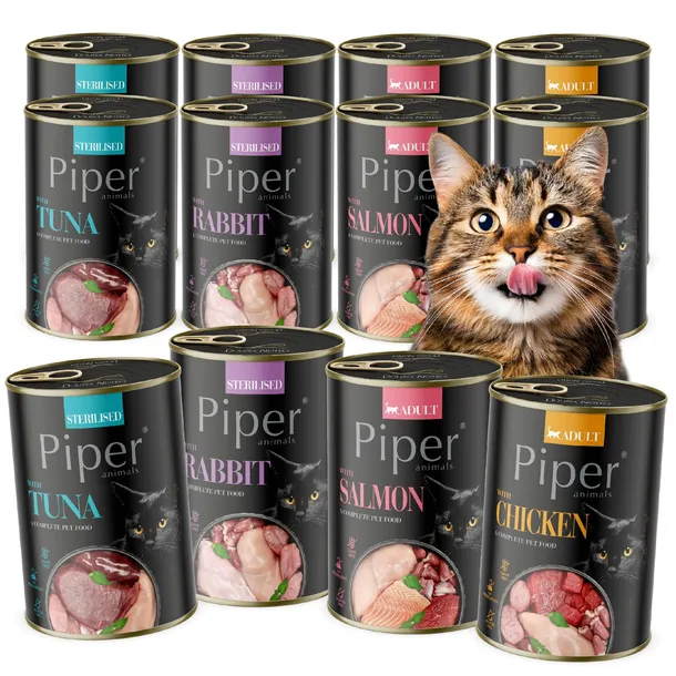 PIPER DOLINA NOTECI MOKRA KARMA PUSZKA DLA KOTA MIX SMAKÓW 12x400G