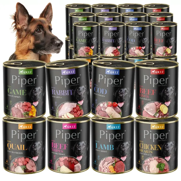 MOKRA KARMA DLA PSA PIPER PREMIUM MIX SMAKÓW 24x800G DOLINA NOTECI