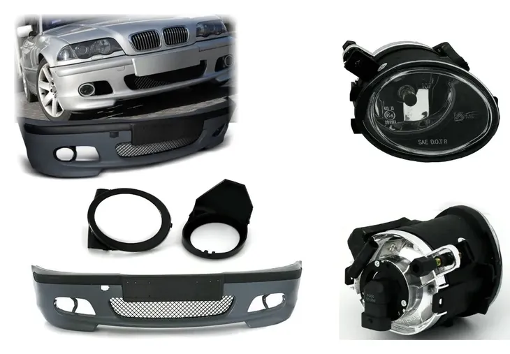 Zderzak M-Pakiet BMW E46 + HALOGENY CLEAR CHROM 1998-2007