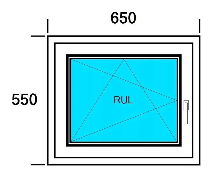 OKNA PCV 650X550 RU BIAŁE, PRAWE