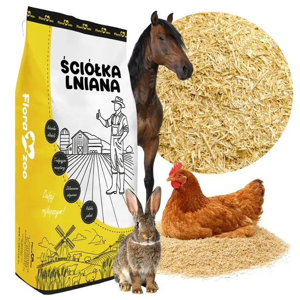 ŚCIÓŁKA LNIANA XXL podłoże wyściółka DLA KUR DROBIU KONI KRÓLIKA GRYZONI
