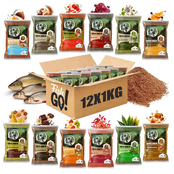 12x Zanęta Wędkarska 1KG Zestaw MIX Smaków method feeder na ryby karpia