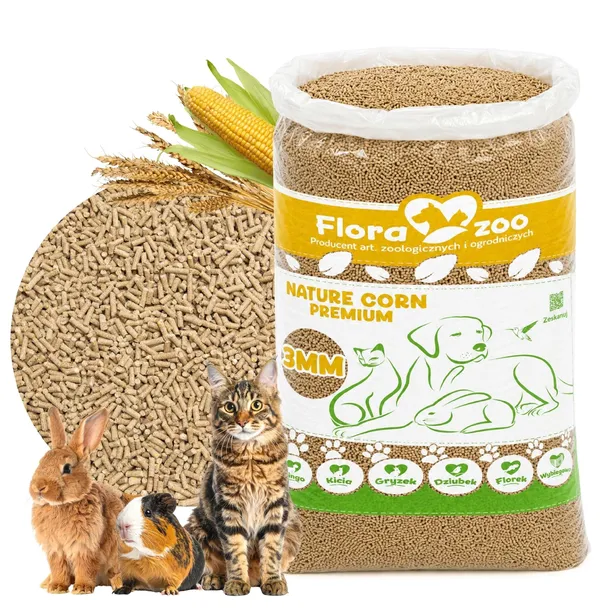 ŻWIREK DLA KOTA KUKURYDZIANY NATURALNY PELLET DLA KRÓLIKA ŚWINKI DO KUWETA