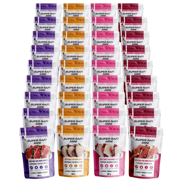 SUPER RAFI MINI Mokra Karma Dla Psa MAŁE RASY mix smaków 40x100g