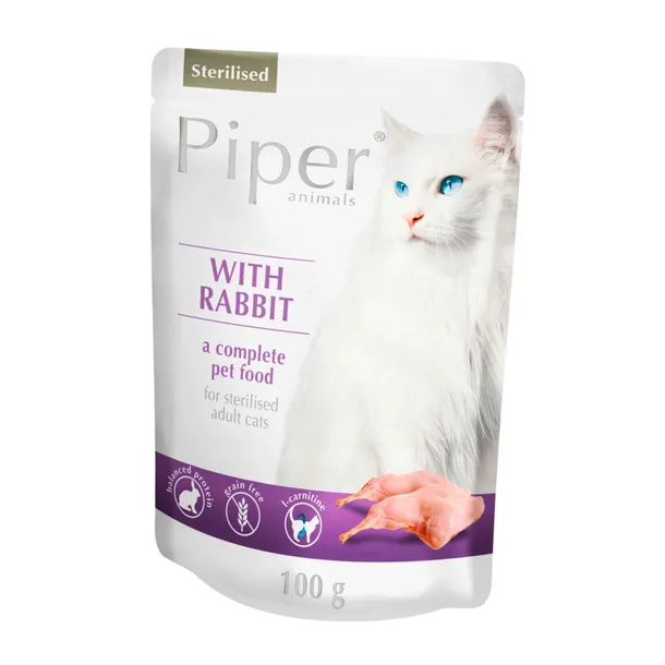 MOKRA KARMA DLA KOTA PIPER Z KRÓLIKIEM 100G DOLINA NOTECI