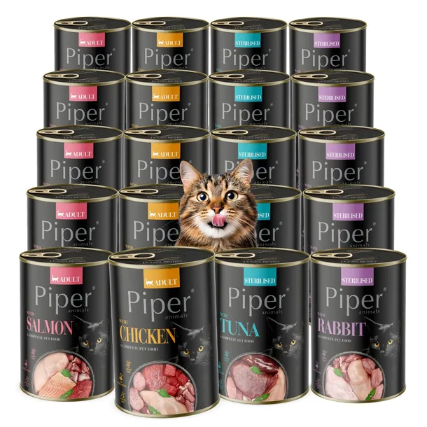MOKRA KARMA DLA KOTA 20x400G PIPER DOLINA NOTECI MIX SMAKÓW
