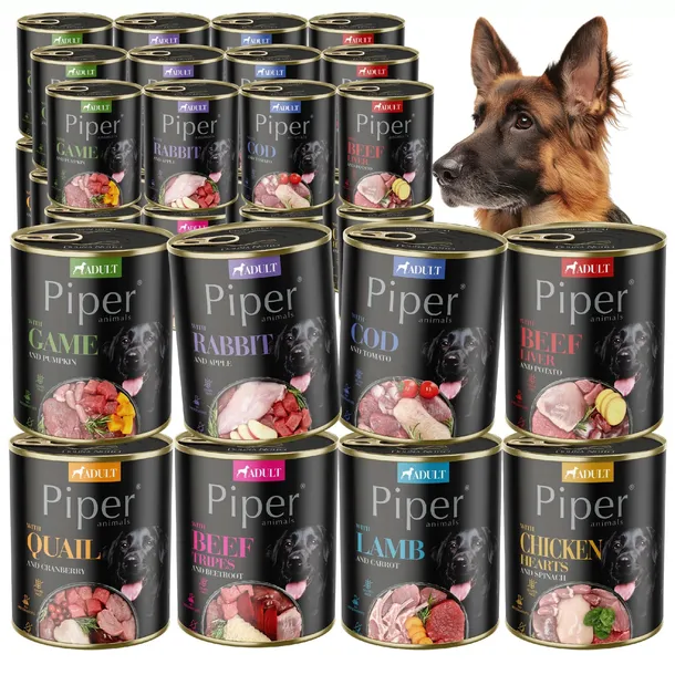 MOKRA KARMA DLA PSA PIPER PREMIUM MIX SMAKÓW 24x800G DOLINA NOTECI