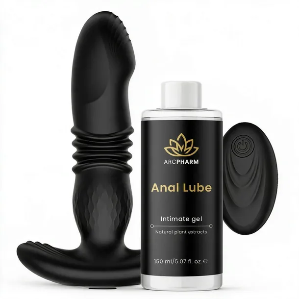 WIBRATOR POSUWISTY DLA PAŃ I PANÓW, KOREK ANALNY PILOT + ANAL LUBE 150ml