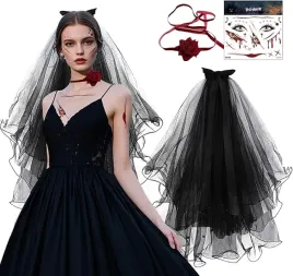 zestaw-halloween-welon-czarny-tatuaze-rany-choker-roza-stroj-kostium
