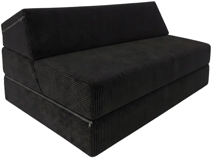 FOTEL 120x190x15 KANAPA PUFA MATERAC rozkładany SOFA SZTRUKS czarny