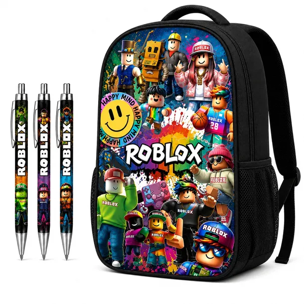 ZESTAW SZKOLNY ROBLOX PLECAK A4 + PRZYBORY 3EL. NOWA SERIA KL. 2-6