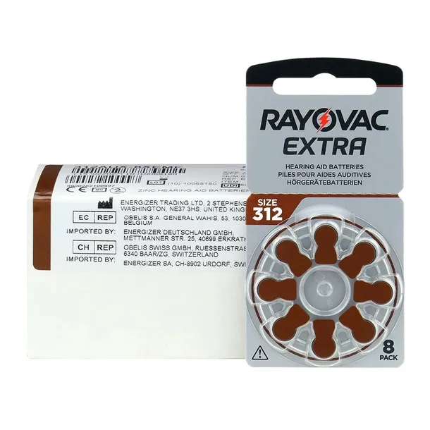 80 x baterie do aparatów słuchowych Rayovac Extra 312