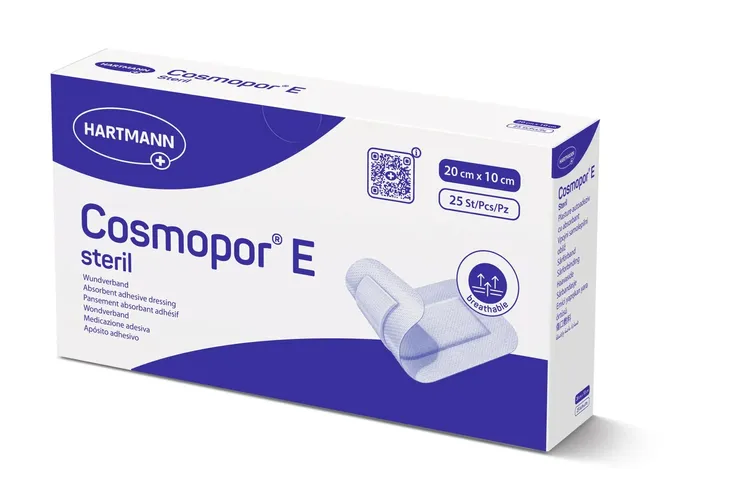 Jałowy opatrunek na rany i skaleczenia Cosmopor E 20 cm x 10 cm, 25 sztuk