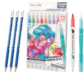 pisaki-brushe-pentel-manga-9-szt-pedzelek-olowek-pentel-hb-3-szt