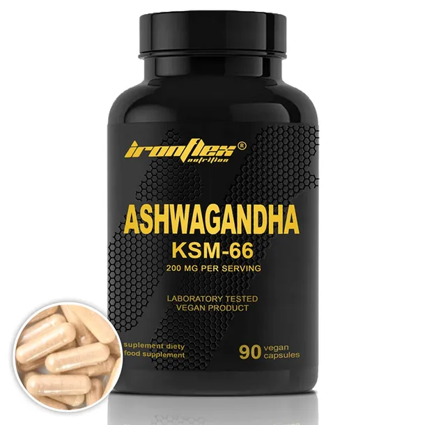 IRONFLEX ASHWAGANDA KSM-66 90kapsułek MOCNY EKSTRAKT Z KORZENIA ASHWAGANDHA