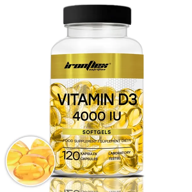 IRONFLEX WITAMINA D3 4000IU 120 kapsułek VITAMIN D3 NA ODPORNOŚĆ KOŚCI ZĘBY