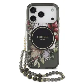 etui-guess-iml-flowers-pearl-strap-magsafe-do-iphone-17-pro-czarne