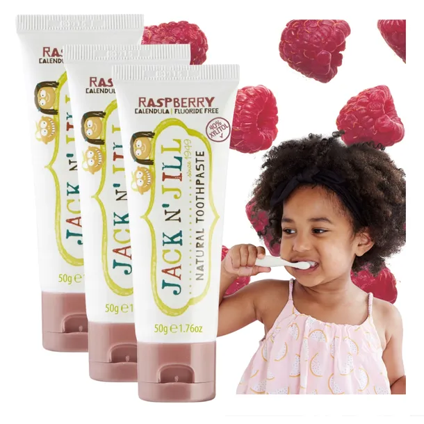 Pasta do Zębów dla Dzieci Naturalna x3 JACK N'JILL z Ksylitolem Malina BIO