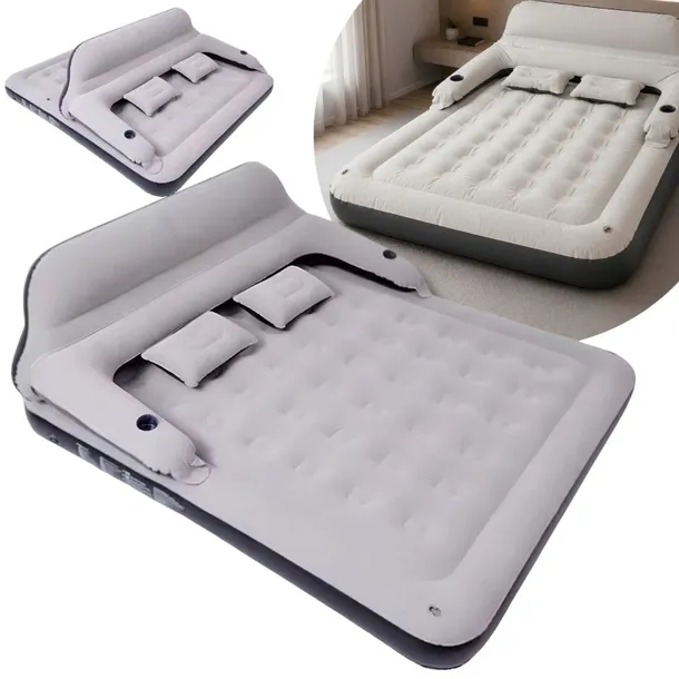 MATERAC 2-OSOBOWY DMUCHANY QUEEN SIZE Z OPARCIEM PODUSZKI DMUCHANE OPARCIE