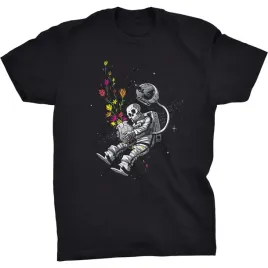 astronauta-koszulka-zombie-szkielet-kwiaty-kosmos