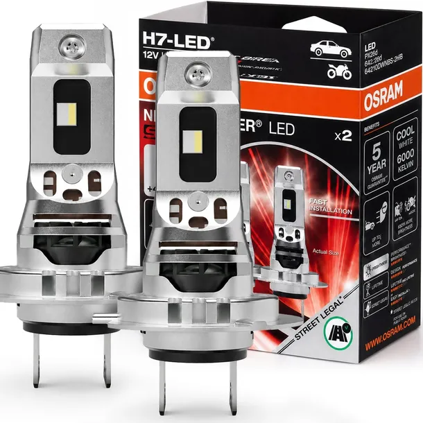 Żarówki LED H7 OSRAM Night Breaker Speed 450% 6000K Homologacja 2szt. Legal