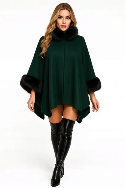Ponczo damskie poncho narzutka wiosenna uniwersalne zielone one size