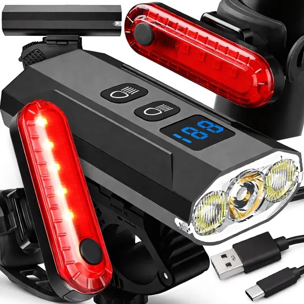 MOCNE LAMPKI ROWEROWE OŚWIETLENIE PRZÓD TYŁ LED USB WODOODPORNE NA ROWER