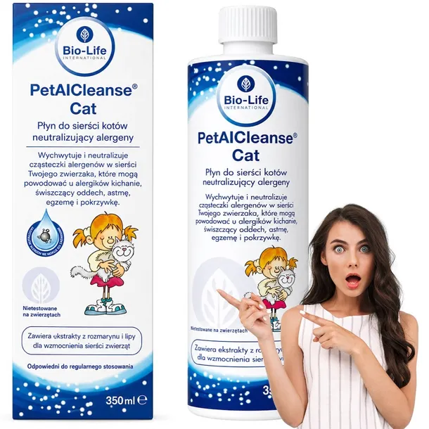 Płyn do oczyszczania sierści kotów Antyalergiczny 350ml BIOLIFE