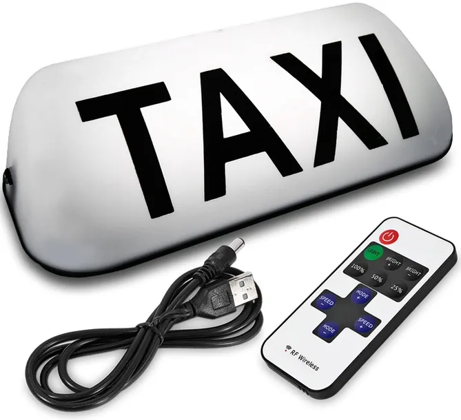 TAXI BEZPRZEWODOWA LAMPA SYGNALIZACYJNA BIAŁA KOGUT LED NA PILOTA PILOT GAP
