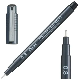 cienkopis-czarny-kreslarski-kalibrowany-precyzyjny-pentel-pointliner-08-mm