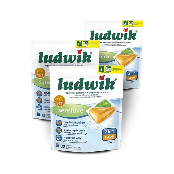 Ludwik Sensitive Kapsułki do prania tkanin białych kolorowych 96 prań 2in1