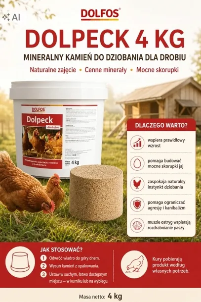 Dolfos Dolpeck 4 kg – mineralny kamień do dziobania dla kur i drobiu