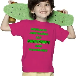 koszulka-dziecieca-edukacja-wazna-majkraft-waznejszy-110cm-malinowa