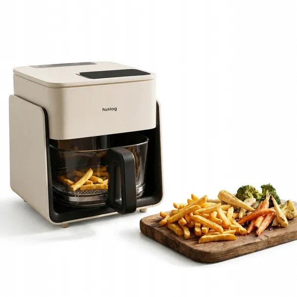 FRYTKOWNICA SZKLANA BEZTŁUSZCZOWA 4,2L, AIR FRYER FRYTOWNICA BEŻOWA
