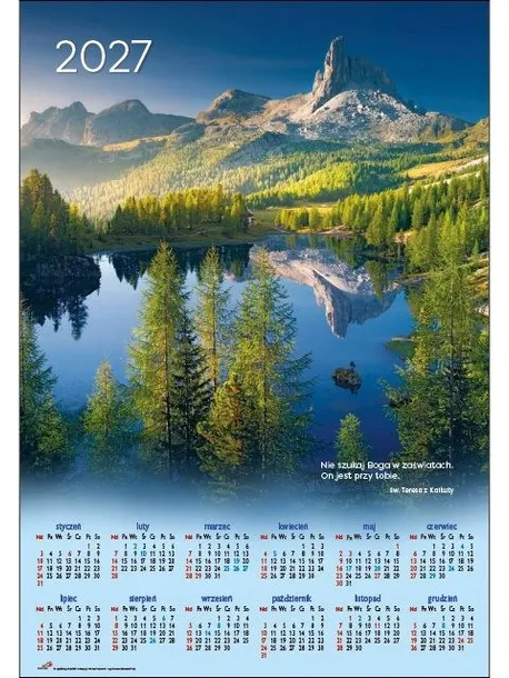GÓRY PLAKAT DUŻY KALENDARZ 2027 ścienny EDYCJA ŚW. PAWŁA czytelny zapiski