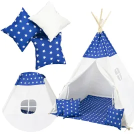 niebieskie-tipi-dla-dzieci-premium-w-gwiazdki-z-poduszkami