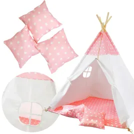 rozowe-tipi-dla-dzieci-premium-w-gwiazdki-z-poduszkami