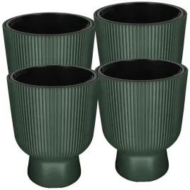 doniczka-kielich-z-wkladem-ryflowana-wysoka-zielona-39-cm-zestaw-4-szt