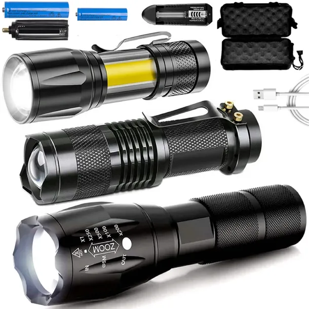 LATARKA LED TAKTYCZNA WOJSKOWA LATARKI CREE XM-L T6 ZESTAW LATAREK 3 SZT