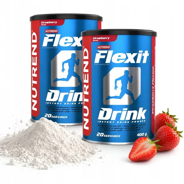 2x MOCNE STAWY KOLAGEN MSM GLUKOZAMINA Nutrend Flexit TRUSKAWKA 400g