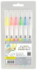 pisaki-zakreslacze-flamastry-kuretake-clean-color-dot-highlight-6-kolorow
