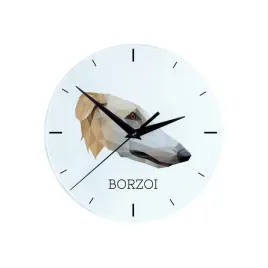 chart-rosyjski-borzoj-borzoi-barzoi-geometryczny-zegar-scienny-ze-zdjeci