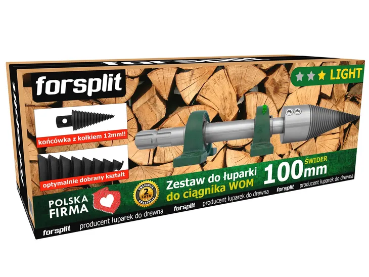 Łuparka Świdrowa do ciągnika (WOM) / Świder Do Drewna 100 mm - ZESTAW ZW2U